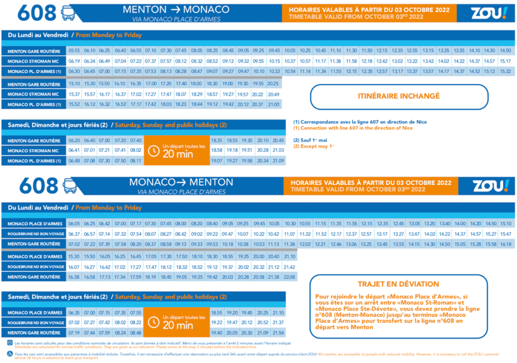 The #100 Nice-Monaco-Menton bus in 2023: routes, timetables, fares, changes